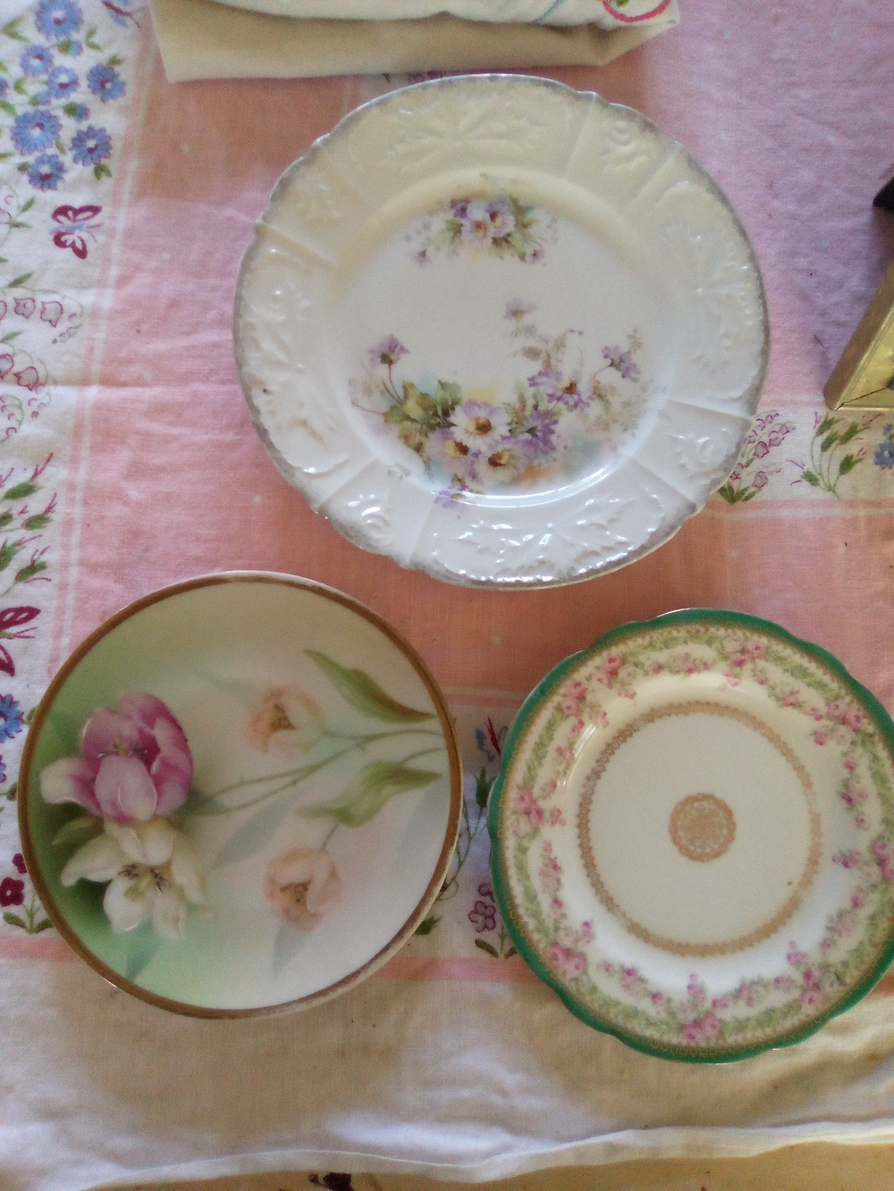 Limoges Floral Porcelain Plates - Pink Roses (Set of 3)